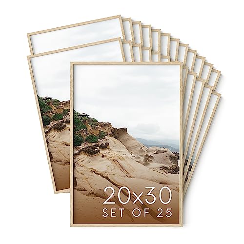20x30 Natural Oak Wood Picture Frames Set of 25