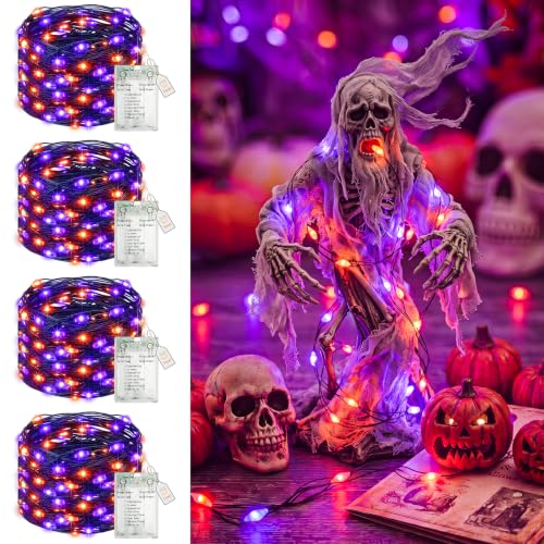 4 Pack Halloween Fairy Lights Battery Operated Timer (4 Count)