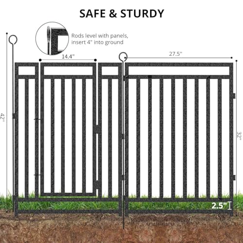 Decorative Garden Fence Metal Dog Fence Outdoor for Yard (2288 Sq Ft)