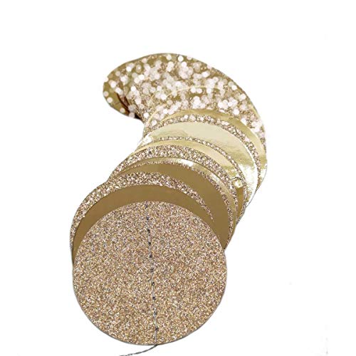 6 Pcs Glitter Champagne Gold Paper Circle Dots Garland (6 Count)