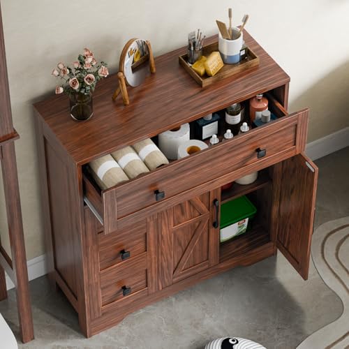 Farmhouse Storage Cabinet with 2 Doors and 4 Drawers