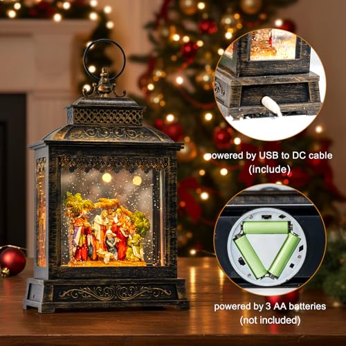 Christmas Snow Globes Lantern Christmas Snow Globe with Music Nativity Scene