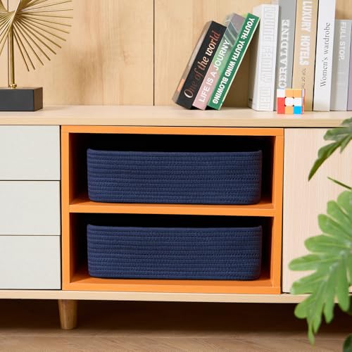 Large Shallow Organizing Baskets 15x11x5.1 Inches (4 Count)