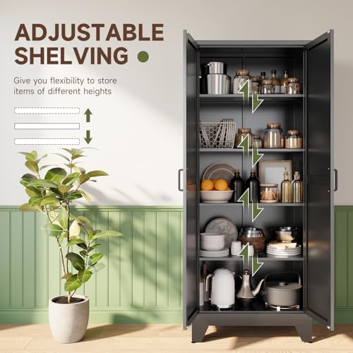 75" H Metal Storage Cabinet with 2 Doors and 4 Shelves