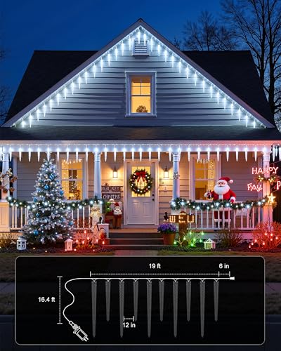 Icicle Lights Outdoor with Remote (200 Count)