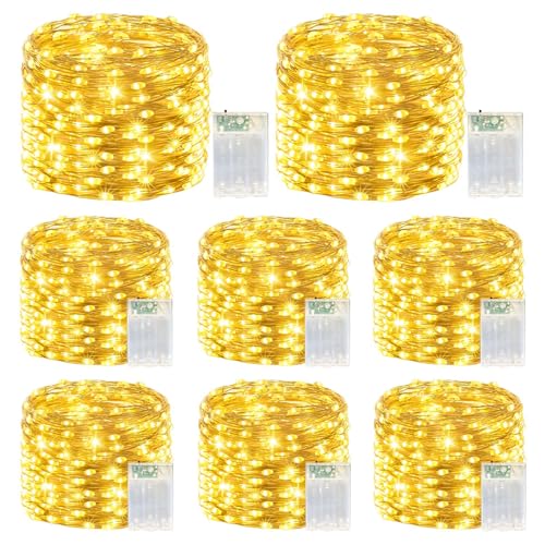 8 Pack Warm White Fairy Lights Battery Operated