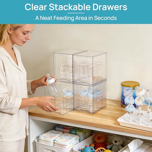 Clear Stackable Storage Drawers (4 Count)