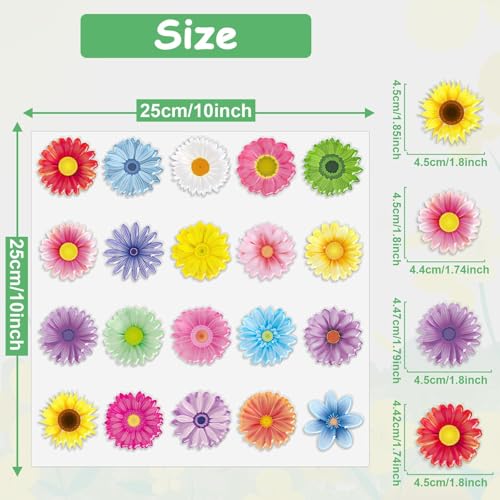20 PCS Spring Grow Flowers Thick Window Gel Clings for Kids Toddlers (20 Count)