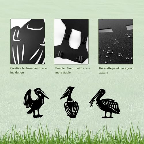 3 Pack Pelican Metal Garden Decorative Stakes (3 Count)
