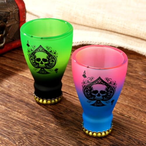Spades Skull Pattern Glass Shot Glasses (2 Count)