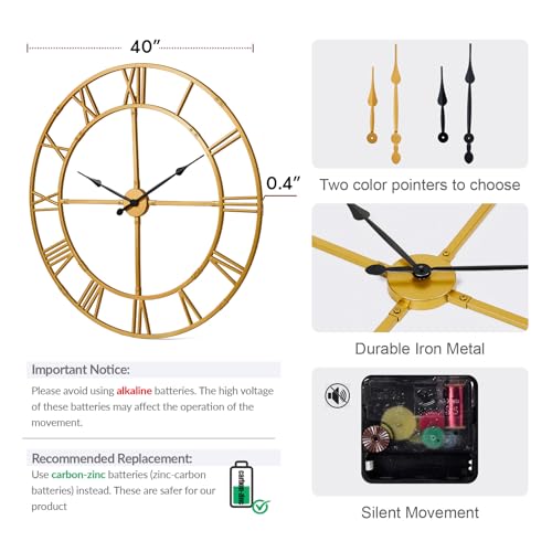 40 Inch Large Silent Wall Clock