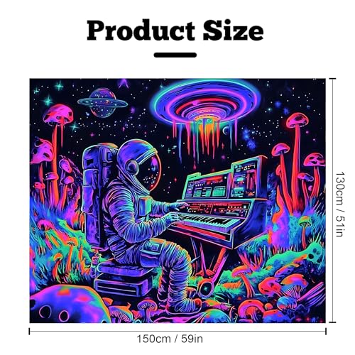 Astronaut Space Blacklight Tapestry 59"x51"