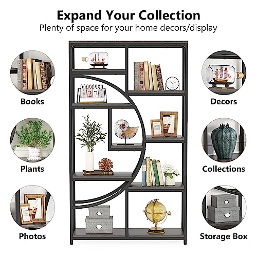 Industrial Bookshelf Bookcase with 9 Open Shelf