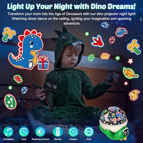 Dinosaur Night Light Projector for Kids Green Dino Toys for Boys