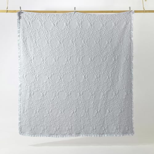 Light Blue Ruffled Quilt Queen Size