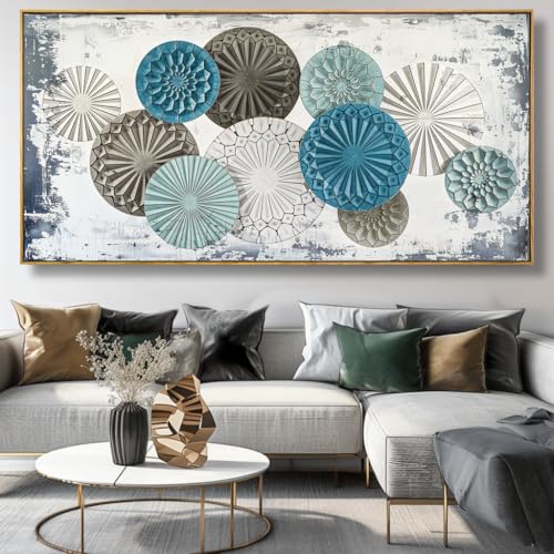 Wall Art Colorful Floral Canvas Painting 20"x40" with Framed