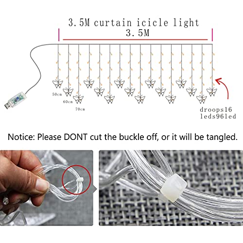 Butterfly Curtain Fairy Lights USB Plug in
