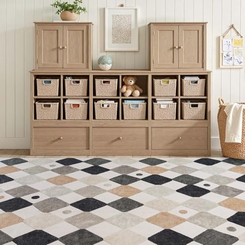 8x10 Kids Playroom Rug Washable Diamond Nursery Play Mat Marble (80 Sq Ft)