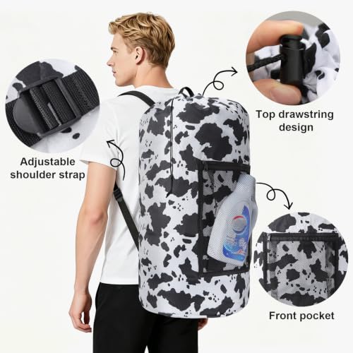 Laundry Bag Backpack Durable Laundry Bag with Shoulder Straps and Mesh Pockets Portable Laundry Hamper Dirty Clothes Bag for College