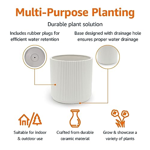 Fluted Ceramic Planter Pot for Indoor Outdoor Plants