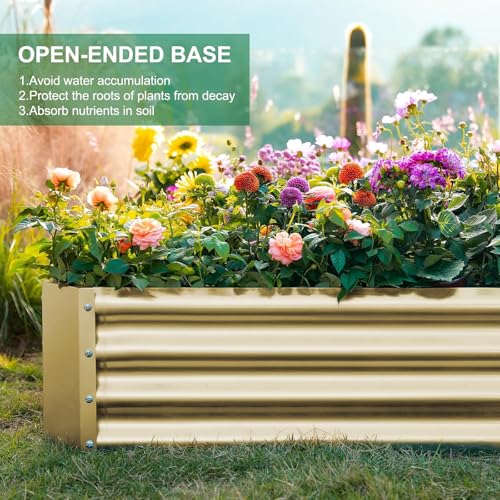 2 Pack 8×4×1ft Galvanized Metal Raised Garden Bed (2 Count)
