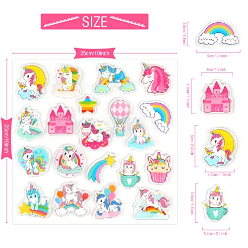 20 PCS Unicorn Thick Window Gel Clings for Kids Toddlers (20 Count)