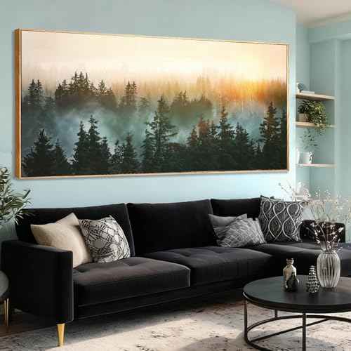 Nature Wall Art Tree Wood Wall Decor Forest Canvas Pictures 32"x70" Bedroom Artwork Over Bed Poster for Dining Room Office