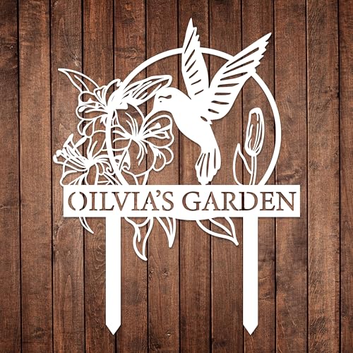 Custom Hummingbird Metal Garden Sign with Stakes