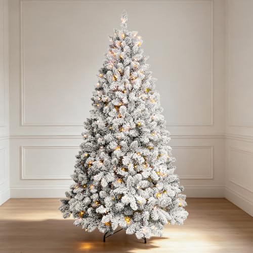 7.5 ft Prelit Flocked Christmas Tree