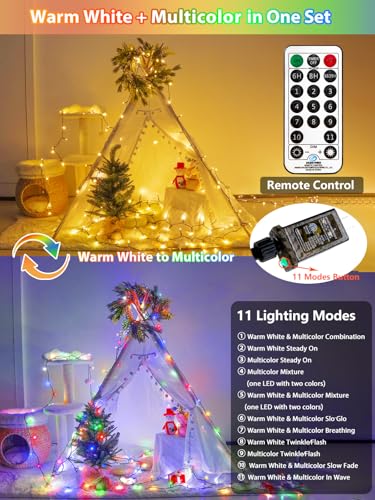 108FT Color Changing Christmas Lights with Remote Timer 300 LED