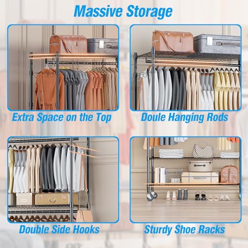 3 Tier Heavy Duty Garment Rack with Wheels