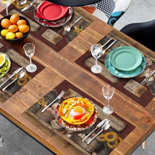 Farmhouse Rooster Placemats Set of 4 Farm Animal Chicken Place Mats 12x18 Inch Vintage Rustic Country Linen Table Mat Washable Non