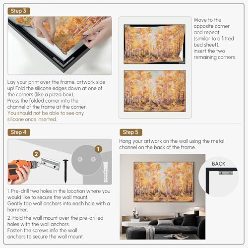 46"x72" Extra Large Framed Wall Art Golden Autumn Forest Path with Vibrant Foliage for Home Living Room Bedroom Decor