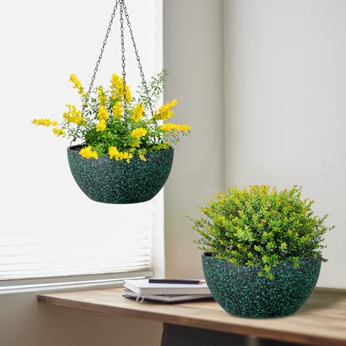 12 inch Large Hanging Planters for Indoor Outdoor Plants (2 Count)