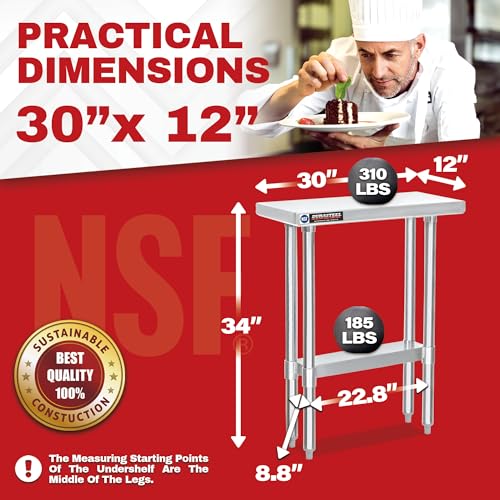 30x12 Narrow Stainless Steel Table