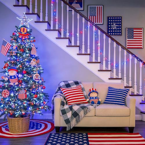 33ft 100 LED Red White and Blue Lights Outdoor (100 Count)