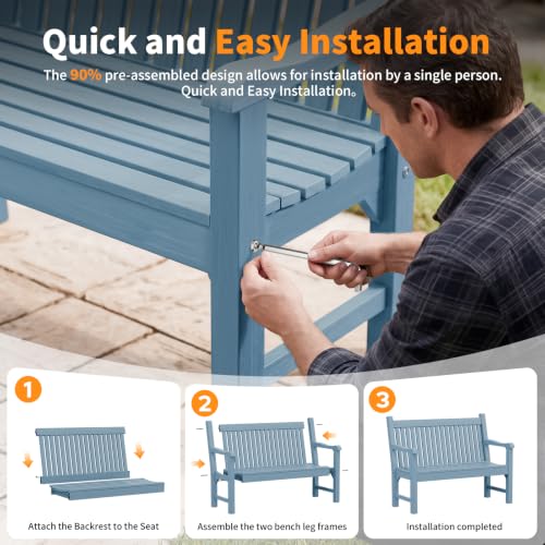 2 Person Outdoor Bench with 700 Lbs Weight Capacity