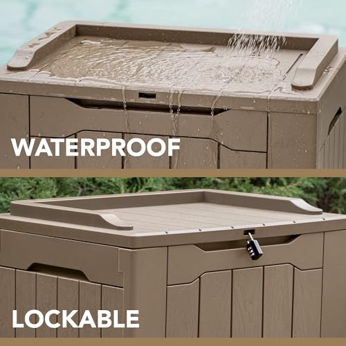 30 Gallon Resin Deck Box Outdoor Indoor Waterproof Storage Box for Patio Furniture Pool Accessories Storage for Cushion Garden Tools