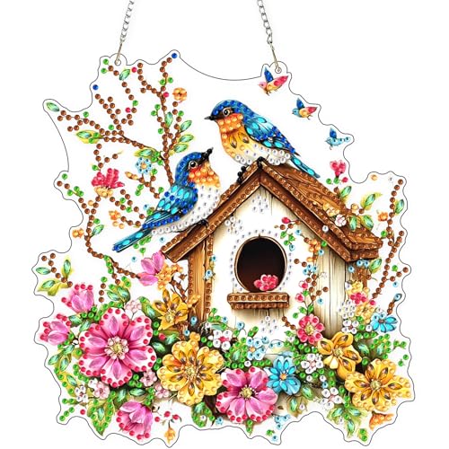 DIY Colorful Birdhouse Diamond Painting Hanging Ornament