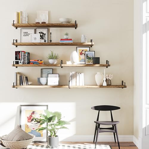 Toledo 60 inch Floating Shelf with Heavy Duty Bookend Brackets