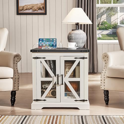 24'' End Table Set 2 with Charger for Living Room (2 Count)