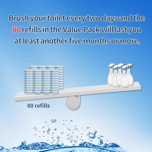 80Pcs Toilet Brush Refills for Disposable Toilet Bowl Brush Scrubber Cleaner Refill Pads (80 Count)