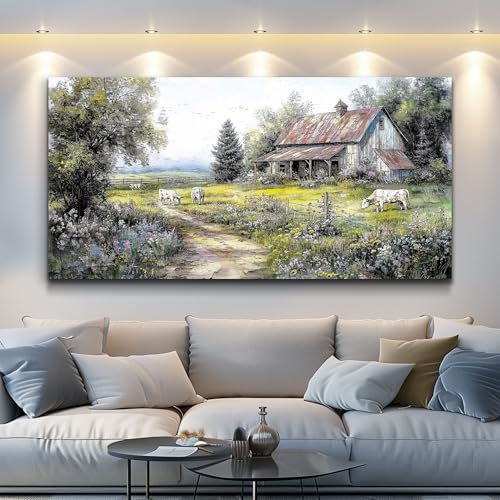 Canvas Wall Art For Living Room Wall Decor For Bedroom Office Decorations Field Wall Pictures Artwork Flower Scenery Watercolour Paintings Aesthetic Home Decor Ready to Hang 20x40 In