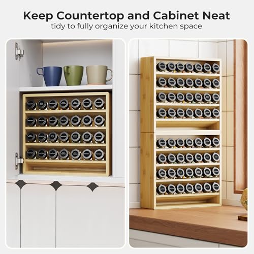 4 Tier Spice Rack Organizer for Cabinet with 28 Plastic Spice Jars