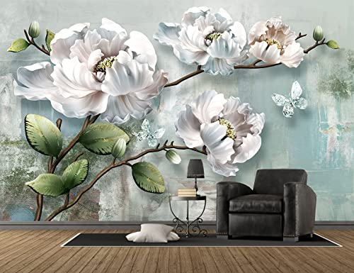 Chinoiserie Lotus Mural Wallpaper White Abstract Floral (110.1 Sq Ft)