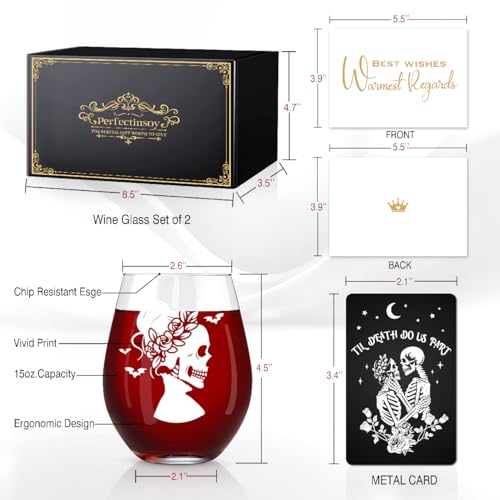 Skull Wine Glass 2 Piece with Gift Box