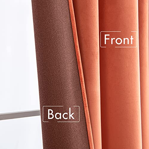Fall Burnt Orange Velvet Blackout Curtains Pinch Pleat 52" Wx84 L