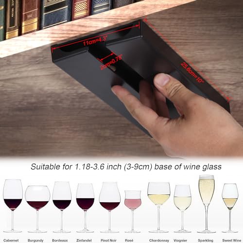 Wine Glass Holder Stemware Rack Hanger Under Cabinet or Counter for Bar (4 Count)
