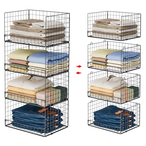 4 Tier Stackable Closet Organizers and Storage Shelves