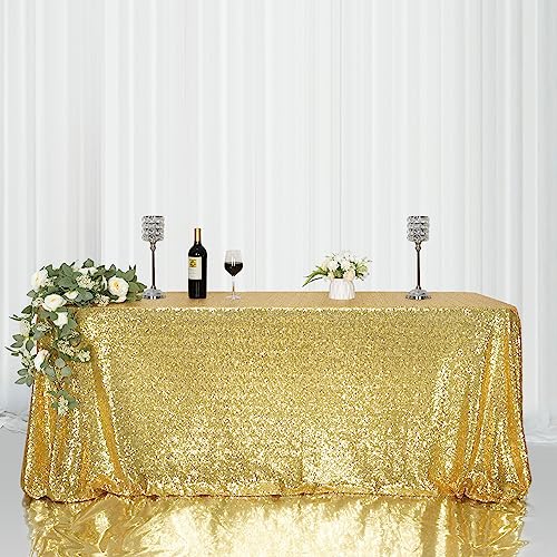 Sequin Tablecloth 50x72 Inch Gold for Wedding Party